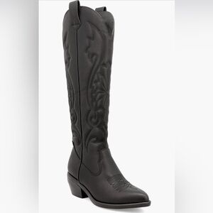 MIA Kolt Black Embroidered Western Knee High Boots